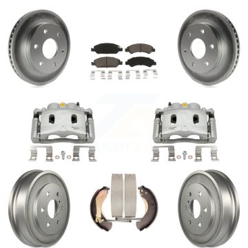 Front Rear Disc Brake Caliper Coat Rotors Drum Ceramic Pad Kit (8Pc) For GMC Sierra 1500 KCG-100426C
