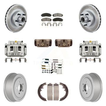 Front Rear Brake Caliper Coat Rotor Drum Semi-Metallic Pad Shoes Cylinder Kit (11Pc) For KCG-100426S