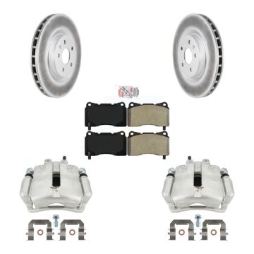 Front Disc Brake Caliper Coat Rotor Semi-Metallic Pad Kit For 2012-2013 Buick Regal 2.4L KCG-100428N