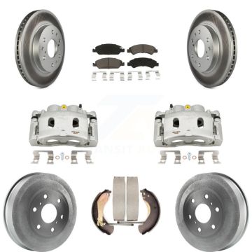 Front Rear Brake Caliper Coated Rotor Drum Ceramic Pad Kit (8Pc) For Chevrolet Silverado KCG-100429C