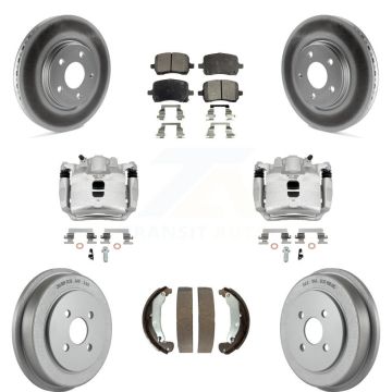Front Rear Brake Caliper Coat Rotor Drum Semi-Metallic Pad Kit (8Pc) For Pontiac Pursuit KCG-100429P