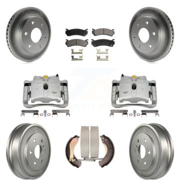 Front Rear Brake Caliper Coated Rotors Drum Ceramic Pad Kit (8Pc) For Chevrolet GMC 1500 KCG-100429T