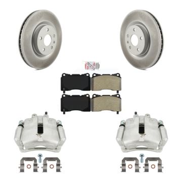 Front Disc Brake Caliper Coat Rotor Semi-Metallic Pad Kit For 2014-2017 Buick Regal 2.4L KCG-100430N