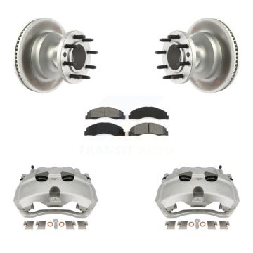 Front Brake Caliper Coat Rotor And Semi-Metallic Pad Kit For Ford E-350 Super Duty E-450 KCG-100430S