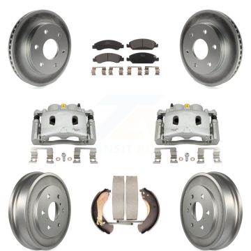 Front Rear Disc Brake Caliper Coat Rotors Drum Ceramic Pad Kit (8Pc) For GMC Sierra 1500 KCG-100431T