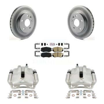 Front Brake Caliper Coat Rotor Ceramic Pad Kit For 11 Buick Regal With Solid Rear Rotors KCG-100432N