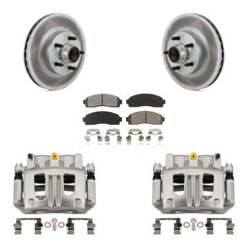 Front Disc Brake Caliper Coat Rotors Semi-Metallic Pad Kit For 2010-2011 Ford Ranger RWD KCG-100432S