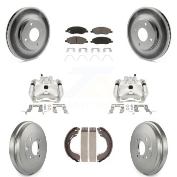 Front Rear Disc Brake Caliper Coated Rotors Drum Ceramic Pads Kit (8Pc) For Nissan Versa KCG-100433C