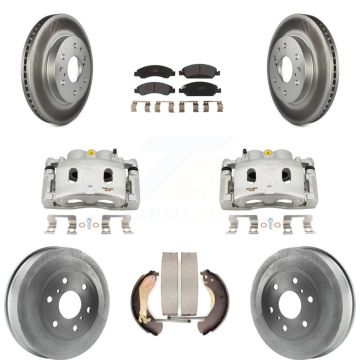 Front Rear Brake Caliper Coat Rotors Drum Semi-Metallic Pad Kit (8Pc) For Chevrolet 1500 KCG-100435P