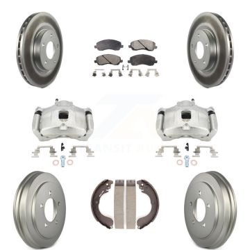 Front Rear Brake Caliper Coat Rotors Drum Ceramic Pad Kit (8Pc) For Jeep Patriot Compass KCG-100435T