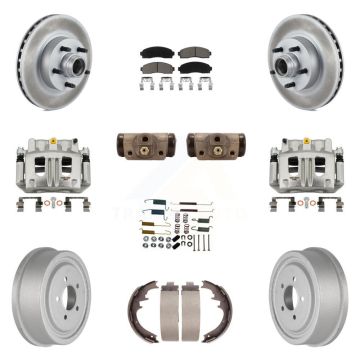 Front Rear Disc Brake Caliper Coated Rotor Drum Ceramic Pad Shoe Cylinder Kit (11Pc) For KCG-100438C