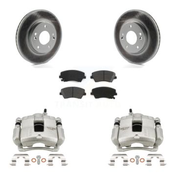 Front Disc Brake Caliper Coated Rotors And Semi-Metallic Pads Kit For Hyundai Elantra KCG-100438S