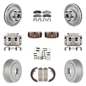 Front Rear Disc Brake Caliper Coated Rotor Drum Ceramic Pad Shoe Cylinder Kit (11Pc) For KCG-100438T