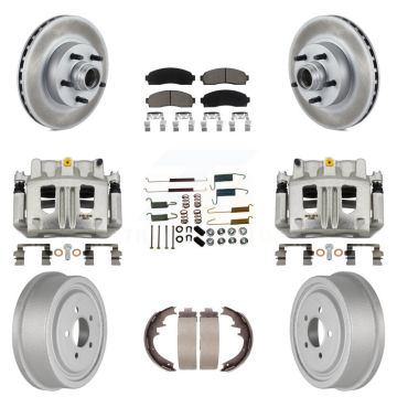 Front Rear Disc Brake Caliper Coated Rotors Drum Ceramic Pad Shoe Hardware Kit (9Pc) For KCG-100439C