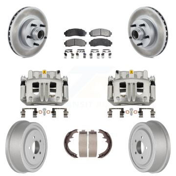 Front Rear Brake Caliper Coat Rotor Drum Semi-Metallic Pad Kit (8Pc) For Ford Ranger RWD KCG-100439P