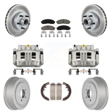 Front Rear Brake Caliper Coat Rotor Drum Ceramic Pad Kit (8Pc) For 06-09 Ford Ranger RWD KCG-100440C