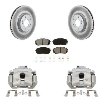 Front Disc Brake Caliper Coated Rotors And Semi-Metallic Pads Kit For Hyundai Sonata KCG-100444S
