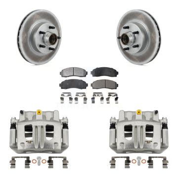 Front Disc Brake Caliper Coat Rotors Semi-Metallic Pad Kit For 2010-2011 Ford Ranger RWD KCG-100445P