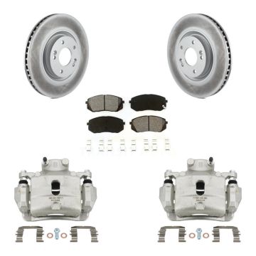 Front Disc Brake Caliper Coated Rotors And Semi-Metallic Pads Kit For Hyundai Sonata KCG-100445S