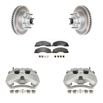 Front Brake Caliper Coat Rotor And Ceramic Pad Kit For Ford E-350 Super Duty E-250 E-150 KCG-100445T