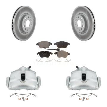 Front Brake Caliper Coat Rotor Semi-Metallic Pad Kit For Volkswagen Jetta Beetle GTI Eos KCG-100446P