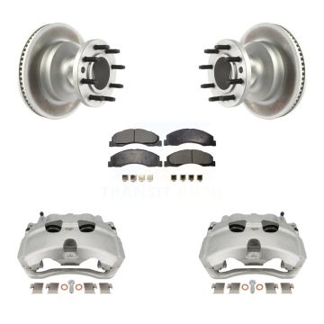 Front Disc Brake Caliper Coat Rotors And Ceramic Pad Kit For Ford E-350 Super Duty E-450 KCG-100446T