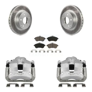 Front Disc Brake Caliper Coated Rotors And Ceramic Pads Kit For Mercedes-Benz C250 KCG-100447C