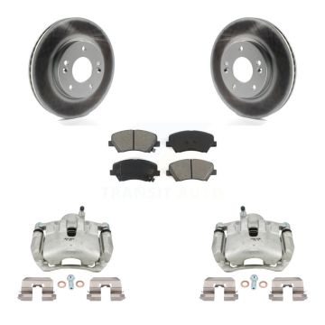 Front Brake Caliper Coat Rotors & Semi-Metallic Pad Kit For Hyundai Elantra GT Kia Forte KCG-100447S
