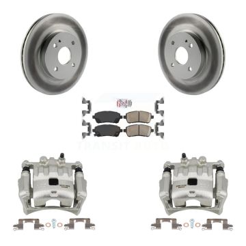 Front Disc Brake Caliper Coated Rotors And Ceramic Pads Kit For 2011-2014 Mazda 2 KCG-100448N