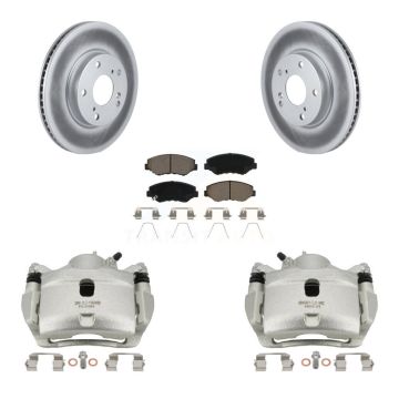 Front Disc Brake Caliper Coated Rotors And Ceramic Pads Kit For Honda Civic KCG-100449C