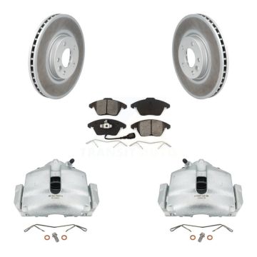 Front Disc Brake Caliper Coated Rotors And Semi-Metallic Pads Kit For Volkswagen CC KCG-100450S