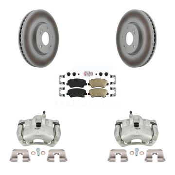 Front Brake Caliper Coat Rotors Ceramic Pad Kit For Kia Forte SX With 15" Factory Wheels KCG-100452N