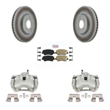 Front Brake Caliper Coat Rotors Ceramic Pad Kit For Kia Forte SX With 15" Factory Wheels KCG-100453N