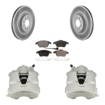 Front Disc Brake Caliper Coated Rotors And Semi-Metallic Pads Kit For Volkswagen Jetta KCG-100453P