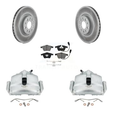Front Disc Brake Caliper Coat Rotors & Semi-Metallic Pad Kit For 2010 Volkswagen CC 3.6L KCG-100454S