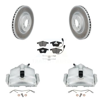 Front Disc Brake Caliper Coat Rotors & Semi-Metallic Pad Kit For 2010 Volkswagen CC 3.6L KCG-100455S