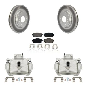 Front Disc Brake Caliper Coat Rotors Semi-Metallic Pad Kit For Hyundai Sonata Kia Optima KCG-100456S