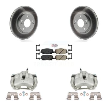 Front Brake Caliper Coat Rotors Ceramic Pad Kit For Kia Forte Without 15" Factory Wheels KCG-100457N