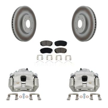 Front Disc Brake Caliper Coated Rotors And Semi-Metallic Pads Kit For Hyundai Sonata KCG-100457S