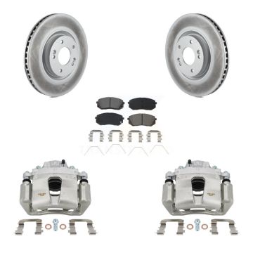 Front Disc Brake Caliper Coat Rotors Semi-Metallic Pad Kit For Hyundai Sonata Kia Optima KCG-100458S