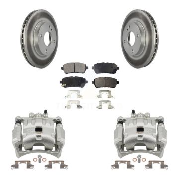 Front Disc Brake Caliper Coated Rotors And Ceramic Pads Kit For Ford Fiesta KCG-100460T