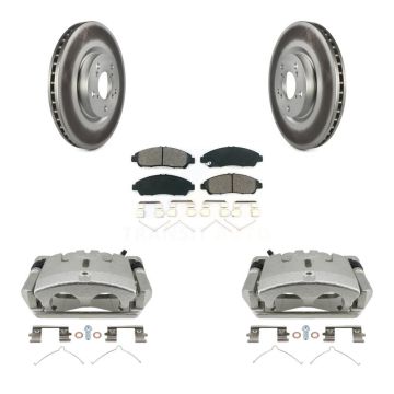Front Disc Brake Caliper Coat Rotors And Semi-Metallic Pad Kit For 2009-2015 Honda Pilot KCG-100462S