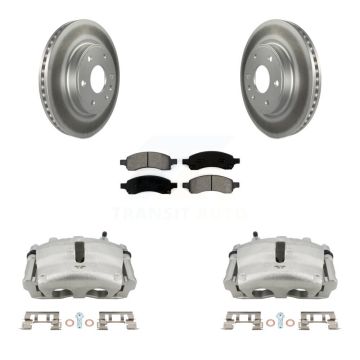 Front Brake Caliper Coat Rotor Semi-Metallic Pad Kit For GMC Acadia Buick Enclave Saturn KCG-100464S