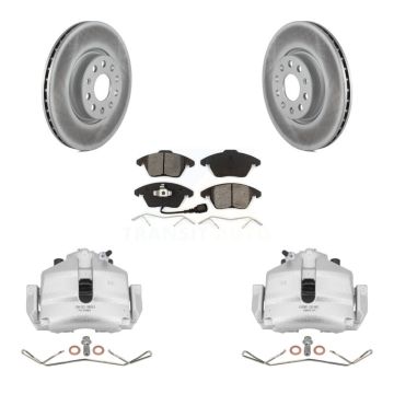 Front Brake Caliper Coat Rotor & Semi-Metallic Pad Kit For Volkswagen Jetta Golf Audi A3 KCG-100465S