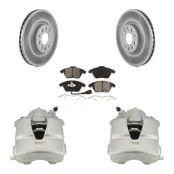 Front Disc Brake Caliper Coated Rotors And Semi-Metallic Pads Kit For Volkswagen Jetta KCG-100466S