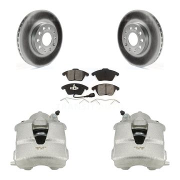 Front Disc Brake Caliper Coated Rotors And Semi-Metallic Pads Kit For Volkswagen Jetta KCG-100467S