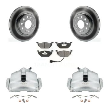 Front Disc Brake Caliper Coated Rotors And Semi-Metallic Pads Kit For Volkswagen Jetta KCG-100468S
