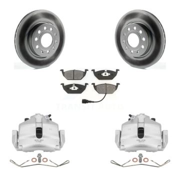 Front Disc Brake Caliper Coated Rotors And Semi-Metallic Pads Kit For Volkswagen Jetta KCG-100469S