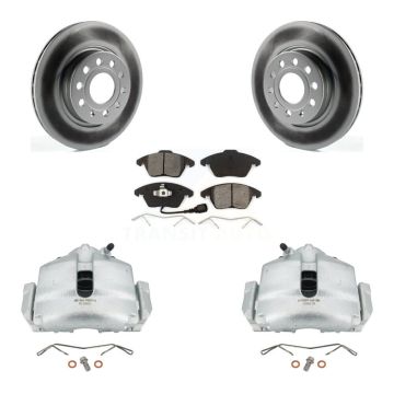 Front Brake Caliper Coat Rotors Semi-Metallic Pad Kit For Volkswagen GTI Audi A3 Quattro KCG-100471S