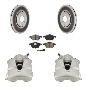 Front Brake Caliper Coat Rotors & Semi-Metallic Pad Kit For Volkswagen Jetta Golf Beetle KCG-100472S